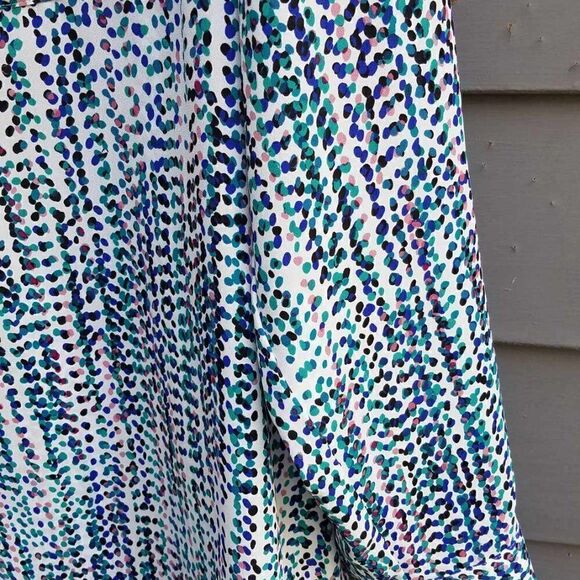 Apt 9 Teal white Blue Zip Front Poly Top with Breast Pockets size Large - Picture 9 of 14